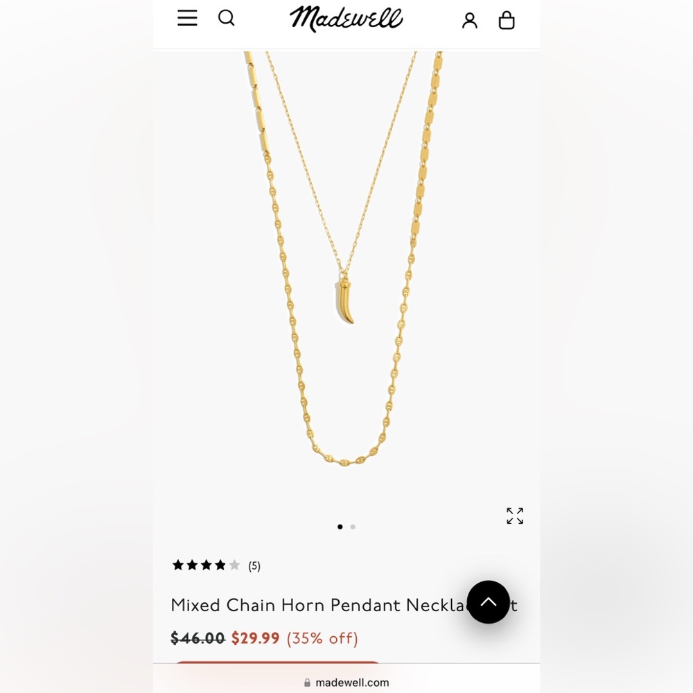 Madewell Mixed Chain Horn Pendant Necklace
